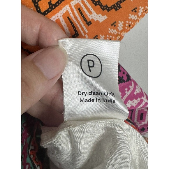 Hemant & Nandita 100% silk tiered Tassel multi pattern dress size Small - Picture 8 of 9